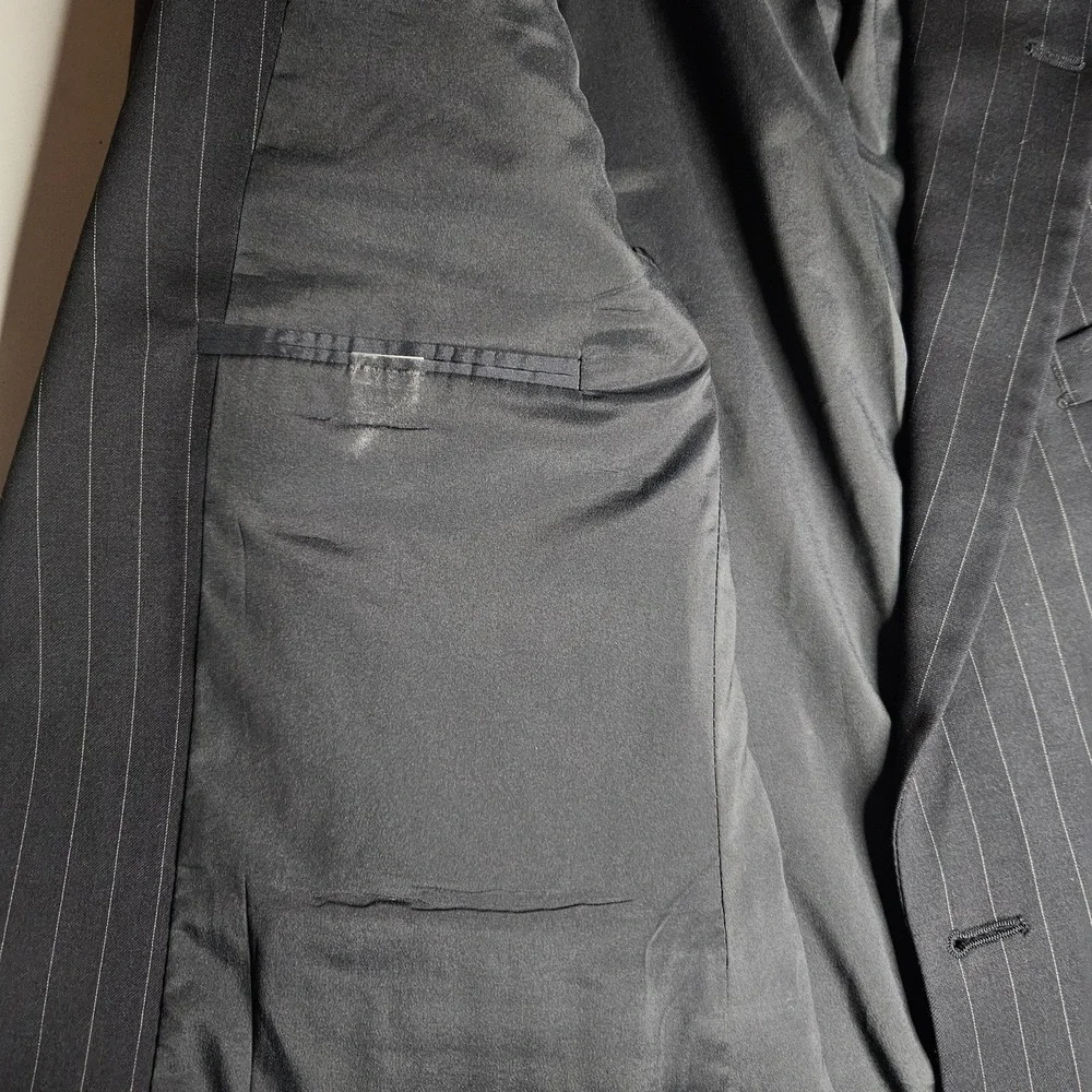 Ralph‎ Lauren Mens Blazer 46L Navy Wool Pinstripe Sport Coat Suit Jacket